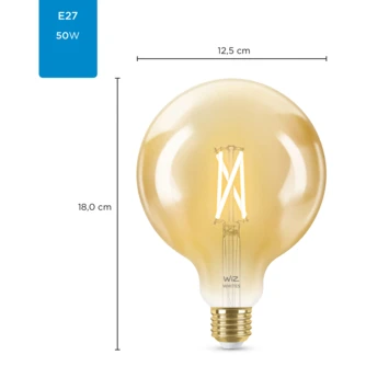 WiZ Connected LED Globe E27 50W Filament Gold Koel Tot Warmwit Licht Dimbaar 3 WiZ Connected LED Globe E27 50W Filament Gold Koel Tot Warmwit Licht Dimbaar - Afbeelding 3