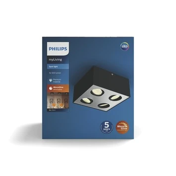 Philips Opbouwspot MyLiving Box LED Zwart 4 X 4.5W 6 Philips Opbouwspot MyLiving Box LED Zwart 4 X 4.5W - Afbeelding 6