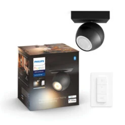 Philips Hue Buckram Opbouwspot 1x5W Zwart Incl. Switch En Bluetooth
