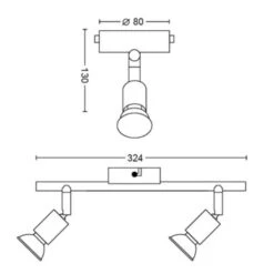Philips Spotbalk Limbali GU10 50W 2-lichts Nikkel -InterieurKunst Verkoopwinkel 123 24383