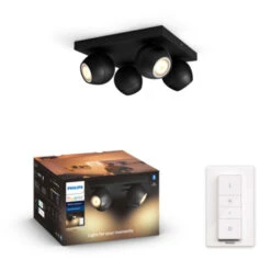 Philips Hue Buckram Opbouwspot 4x5W Zwart Incl. Switch En Bluetooth