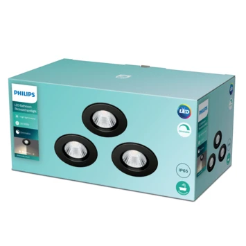 Philips Inbouwspot Dive 3-pack Zwart 5,5W IP65 2 Philips Inbouwspot Dive 3-pack Zwart 5,5W IP65 - Afbeelding 2