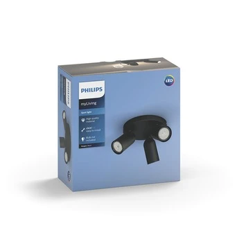 Philips Opbouwspot MyLiving Pongee LED Zwart 3 X 5.5W 2 Philips Opbouwspot MyLiving Pongee LED Zwart 3 X 5.5W - Afbeelding 2