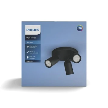 Philips Opbouwspot MyLiving Pongee LED Zwart 3 X 5.5W 4 Philips Opbouwspot MyLiving Pongee LED Zwart 3 X 5.5W - Afbeelding 4
