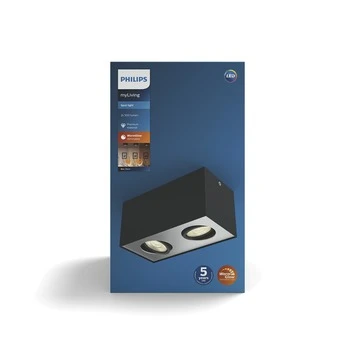 Philips Opbouwspot MyLiving Box LED Zwart 2 X 4.5W 6 Philips Opbouwspot MyLiving Box LED Zwart 2 X 4.5W - Afbeelding 6