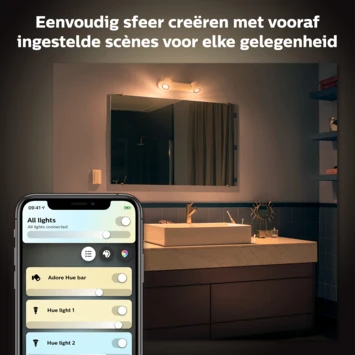 Philips Hue Adore 2x5W Wit Badkamer Balkspot Incl. Switch En Bluetooth 3 Philips Hue Adore 2x5W Wit Badkamer Balkspot Incl. Switch En Bluetooth - Afbeelding 3