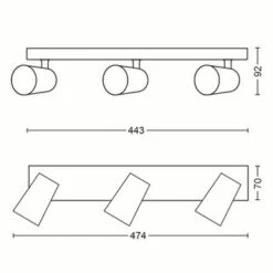 Philips Paisley Triobalk 3x GU10 Exclusief Lampen Max. 3X5,5W Aluminium -InterieurKunst Verkoopwinkel 123 25242