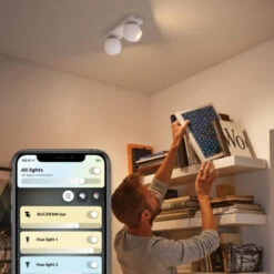 Philips Hue Buckram Opbouwspot 2x5W Wit Incl. Switch En Bluetooth -InterieurKunst Verkoopwinkel 123 25419