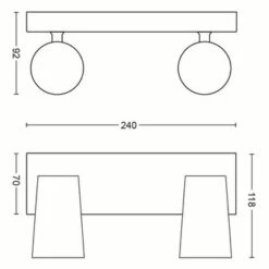 Philips Paisley Duobalk 2x GU10 Exclusief Lampen Max. 10 W Aluminium -InterieurKunst Verkoopwinkel 123 25474