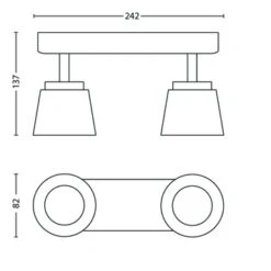 Philips Duobalk Dender LED 2X4W Nikkel -InterieurKunst Verkoopwinkel 123 25494