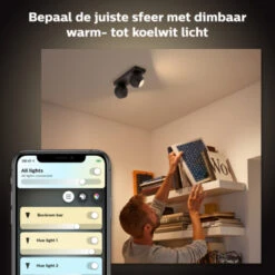 Philips Hue Buckram Opbouwspot 2x5W Zwart Incl. Switch En Bluetooth -InterieurKunst Verkoopwinkel 123 25519