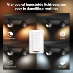 Philips Hue Buckram Opbouwspot 2x5W Zwart Incl. Switch En Bluetooth -InterieurKunst Verkoopwinkel 123 25520