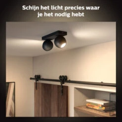 Philips Hue Buckram Opbouwspot 2x5W Zwart Incl. Switch En Bluetooth -InterieurKunst Verkoopwinkel 123 25523