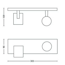 Philips Opbouwspot MyLiving Runner Aluminium 2 X 50W -InterieurKunst Verkoopwinkel 123 25646