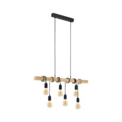 EGLO Hanglamp Townshend 6-lichts Zwart/eiken