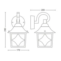 Philips Buitenlamp Cambridge Zwart/goud Down -InterieurKunst Verkoopwinkel 123 27149