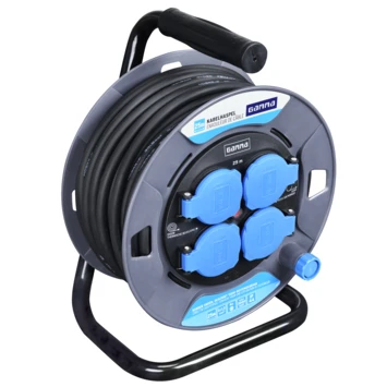 GAMMA Kabelhaspel RN IP44 4-voudig RA 25 Meter Rubber Snoer 2 GAMMA Kabelhaspel RN IP44 4-voudig RA 25 Meter Rubber Snoer - Afbeelding 2