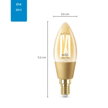 WiZ Connected LED Kaars E14 25W Filament Gold Koel Tot Warmwit Licht Dimbaar 3 WiZ Connected LED Kaars E14 25W Filament Gold Koel Tot Warmwit Licht Dimbaar - Afbeelding 3