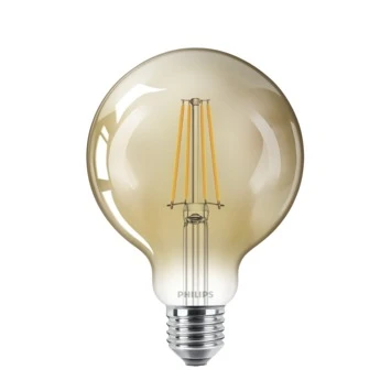 Philips LED Globe E27 50W Filament Goud Dimbaar 1 Philips LED Globe E27 50W Filament Goud Dimbaar