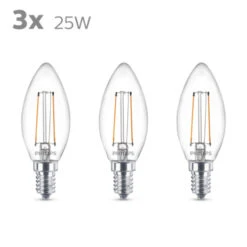 Philips LED Kaars E14 25W 3 Stuks Filament Helder Niet Dimbaar