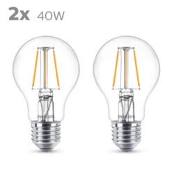 Philips LED Peer E27 40W 2 Stuks Filament Helder Niet Dimbaar