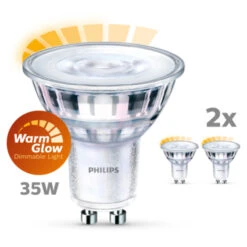 Philips LED Spot GU10 35W 2 Stuks Warmglow Dimbaar