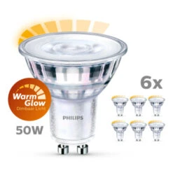 Philips LED Spot GU10 50W 6 Stuks Warmglow Dimbaar