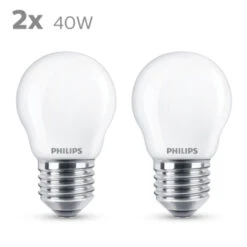 Philips LED Kogel E27 40W 2 Stuks Mat Niet Dimbaar
