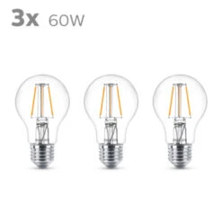 Philips LED Peer E27 60W 3 Stuks Filament Helder Niet Dimbaar