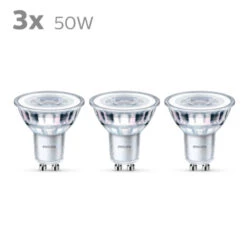 Philips LED Spot GU10 50W 3 Stuks Wit Niet Dimbaar