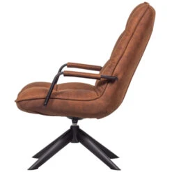 WOOOD Draaifauteuil Jouke Met Armleuning Kunstleer Cognac -InterieurKunst Verkoopwinkel 123 2956