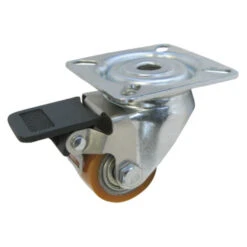 Zwenkwiel + Rem PUR Met Plaatbevestiging 35mm Tot 100kg