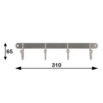 Kapstok Mathijs 4 Haaks Rvs 310mm 7 Kapstok Mathijs 4 Haaks Rvs 310mm - Afbeelding 7