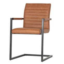 WOOOD Eetkamerstoel Bas Pu-leder Cognac