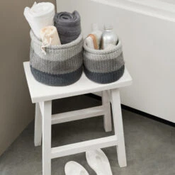 Sealskin Opbergmand Knitted 20x20 Cm Grijs -InterieurKunst Verkoopwinkel 123 3395