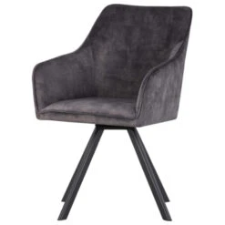 WOOOD Draaistoel Jitse Fluweel Antraciet -InterieurKunst Verkoopwinkel 123 3612
