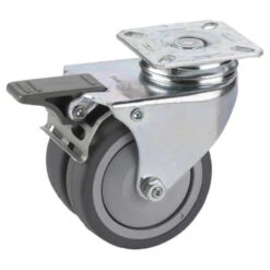 Zwenkwiel + Rem TPE Met Plaatbevestiging 75mm Tot 100kg