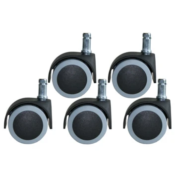 Bureaustoelwielen TPE Met Stiftbevestiging 50mm Tot 160kg/set 5st. 1 Bureaustoelwielen TPE Met Stiftbevestiging 50mm Tot 160kg/set 5st.