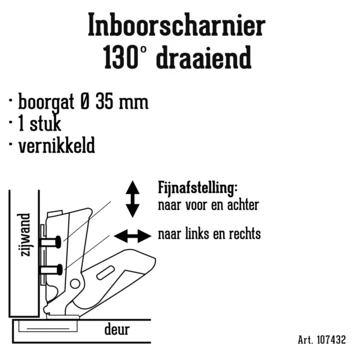 HANDSON Inboorscharnier 130 Graden Draaiend 35 Mm 2 HANDSON Inboorscharnier 130 Graden Draaiend 35 Mm - Afbeelding 2