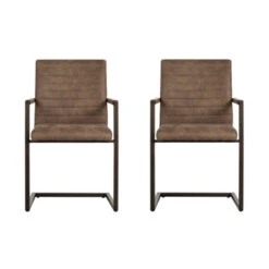 WOOOD Eetkamerstoel Bas Pu-leder Taupe -InterieurKunst Verkoopwinkel 123 3960