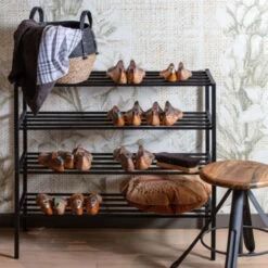 WOOOD Schoenenrek Ferro Metaal Zwart -InterieurKunst Verkoopwinkel 123 4205