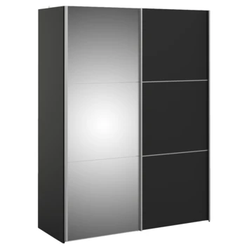 Kledingkast Janneke 150 Cm Zwart Met Spiegel 1 Kledingkast Janneke 150 Cm Zwart Met Spiegel