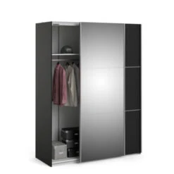 Kledingkast Janneke 150 Cm Zwart Met Spiegel 8 Kledingkast Janneke 150 Cm Zwart Met Spiegel -InterieurKunst Verkoopwinkel 123 4216