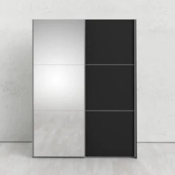 Kledingkast Janneke 150 Cm Zwart Met Spiegel 11 Kledingkast Janneke 150 Cm Zwart Met Spiegel -InterieurKunst Verkoopwinkel 123 4219