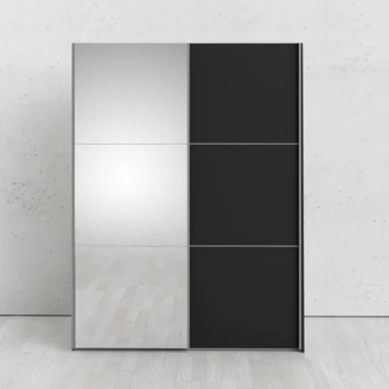 Kledingkast Janneke 150 Cm Zwart Met Spiegel 5 Kledingkast Janneke 150 Cm Zwart Met Spiegel - Afbeelding 5