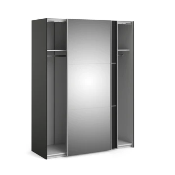 Kledingkast Janneke 150 Cm Zwart Met Spiegel 7 Kledingkast Janneke 150 Cm Zwart Met Spiegel - Afbeelding 7