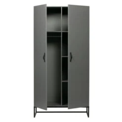 WOOOD Kledingkast Morris 2 Deurs Leemgrijs -InterieurKunst Verkoopwinkel 123 4362