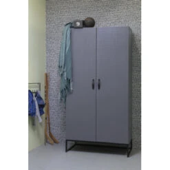 WOOOD Kledingkast Morris 2 Deurs Leemgrijs -InterieurKunst Verkoopwinkel 123 4366