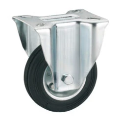 Bokwiel Rubber Met Plaatbevestiging 125mm Tot 100kg