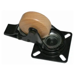 Zwenkwiel + Rem Hout Met Plaatbevestiging 50mm Tot 40kg